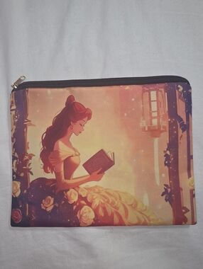 New Disney Beauty And The Beast Belle Cosmetic Makeup Pouch Purse Bag Tote!
